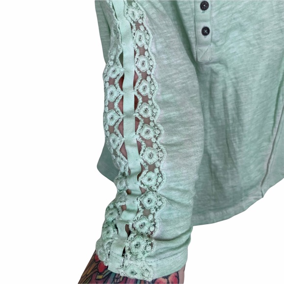 Free People Boho Lace Seafoam Long Sleeve Thermal - Picture 3 of 8